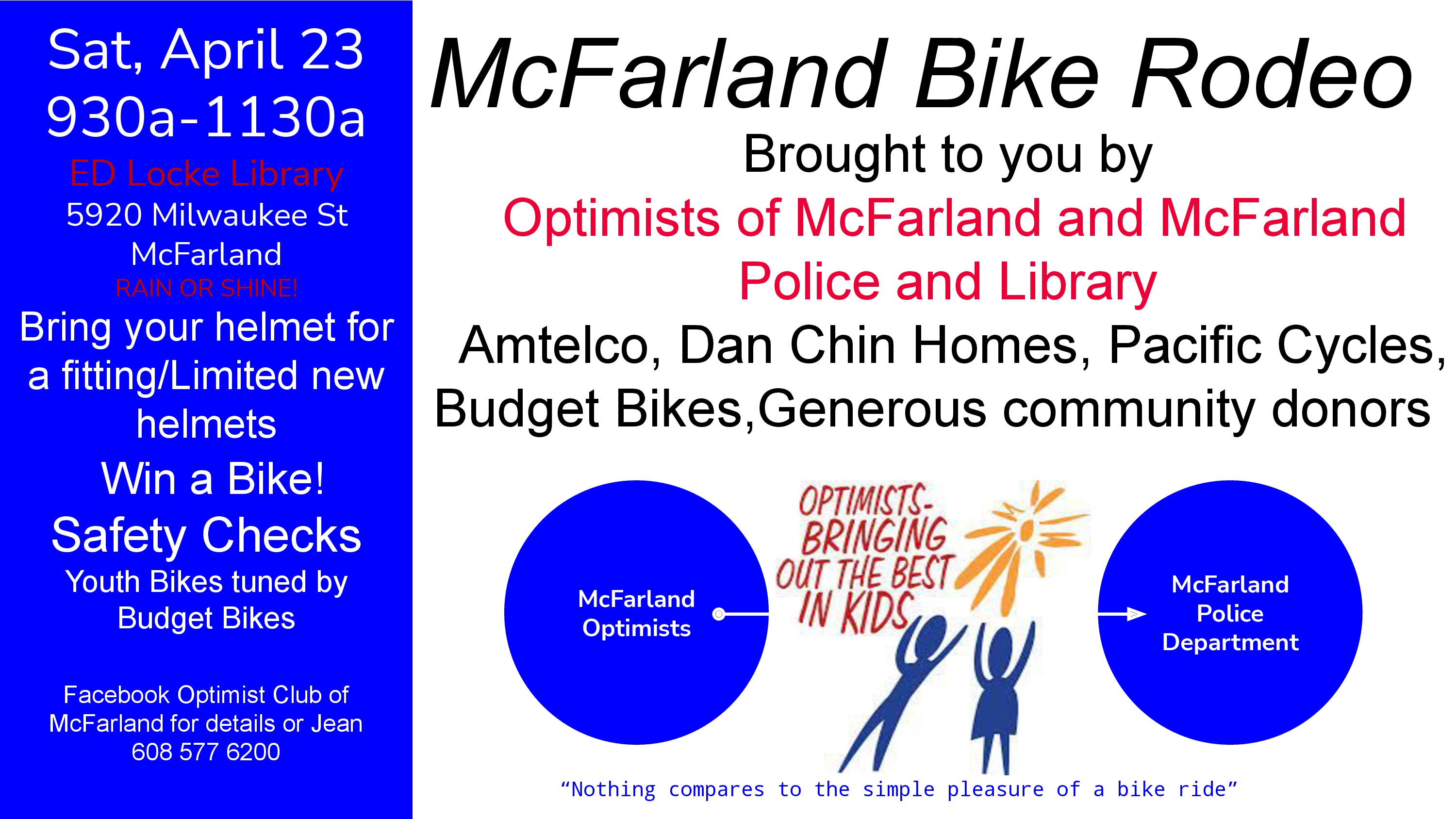 McFarland Optimists Bike Rodeo flyer